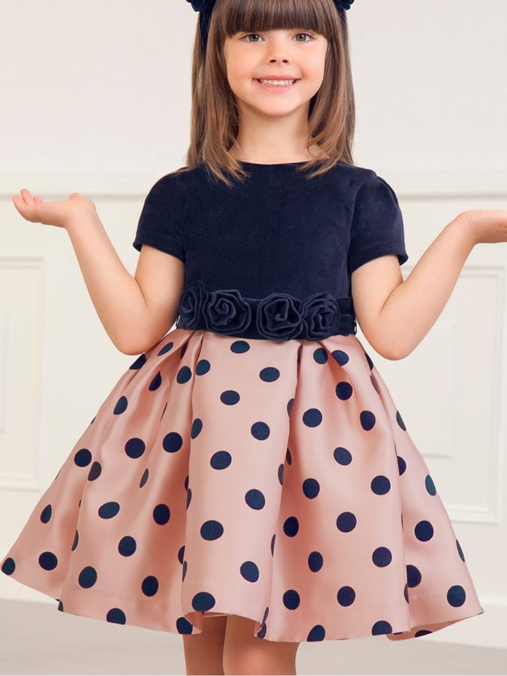 NWT Abel & Lula Velvet and Polka Dot Girls Mikado Dress Size 4 Boutique NWT New